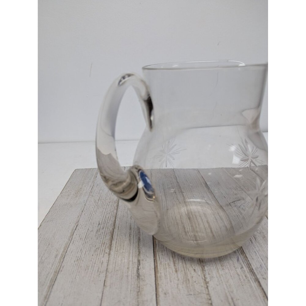 Vintage Starburst 1/2 Gallon Glass Clear Pitcher 8" - Picture 5 of 9
